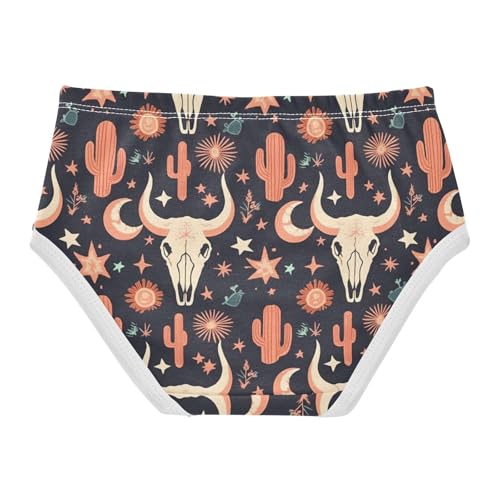 Wusikd Cow Skull Girls' Underwear Cotton Cactus Stars Moon Girls Briefs Soft Toddler Underwear 2T2