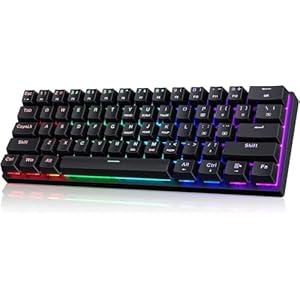 Portable 60% Mechanical Gaming Keyboard,60 Percent Wired Gamer Keyboard with Blue Switches,LED Customization Backlit,61 Keys Ultra-Compact Mini Office Keyboard for PC/Mac/Xbox,Easy to Carry On Trip