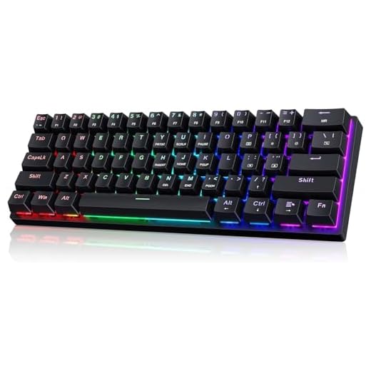 60% Wired Mechanical Gaming Keyboard with Blue Switches, LED Backlit