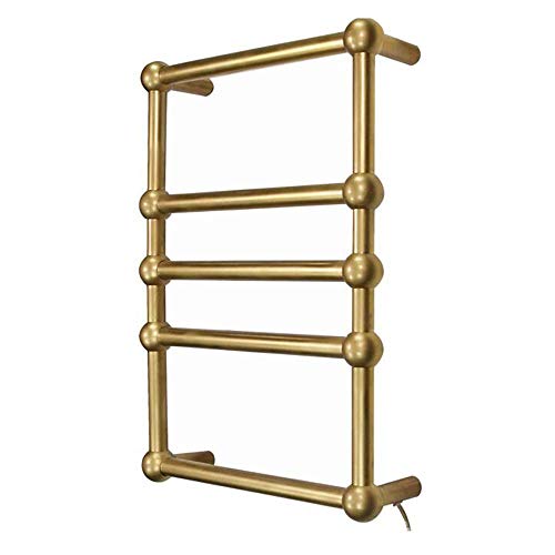 Toallero eléctrico con calefacción, calentador de toallas, radiador de pared, toallero eléctrico con 5 barras, color dorado