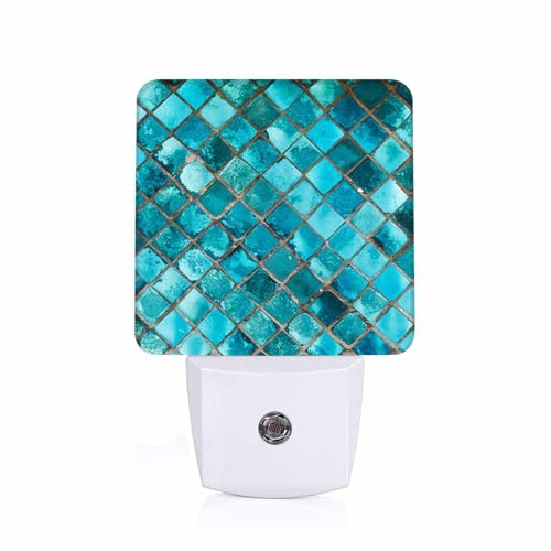 Image of LED Night Light,Square Bright Glass Mosaic LED Night Light Plug into Wall with Dusk to Dawn Light Sensor White Energy Efficient Nightlight for Bedroom Bathroom Hallway Living Room Kitchen