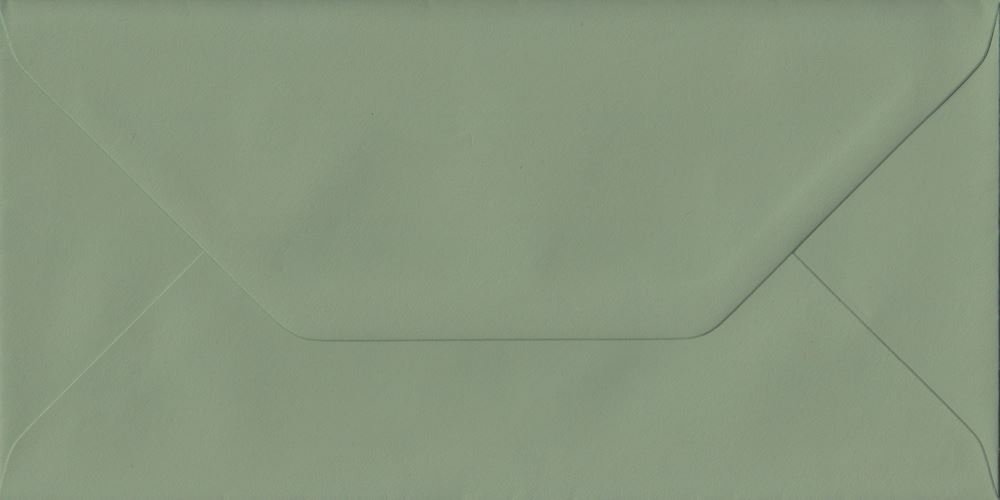 Pack of 100 Vintage Green 110mm x 220mm Gummed 135gsm Luxury DL Coloured Green Envelopes. GF Smith Colorplan Paper.