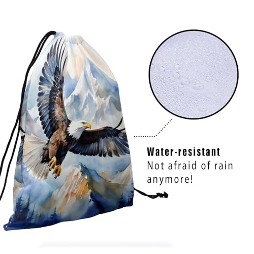 Watercolor Bird Drawstring Grip Bag - Mountain Birds Gymnastics Grip Bags Forest Animal Storage Pouch String Bag for Gym Sports Storage4