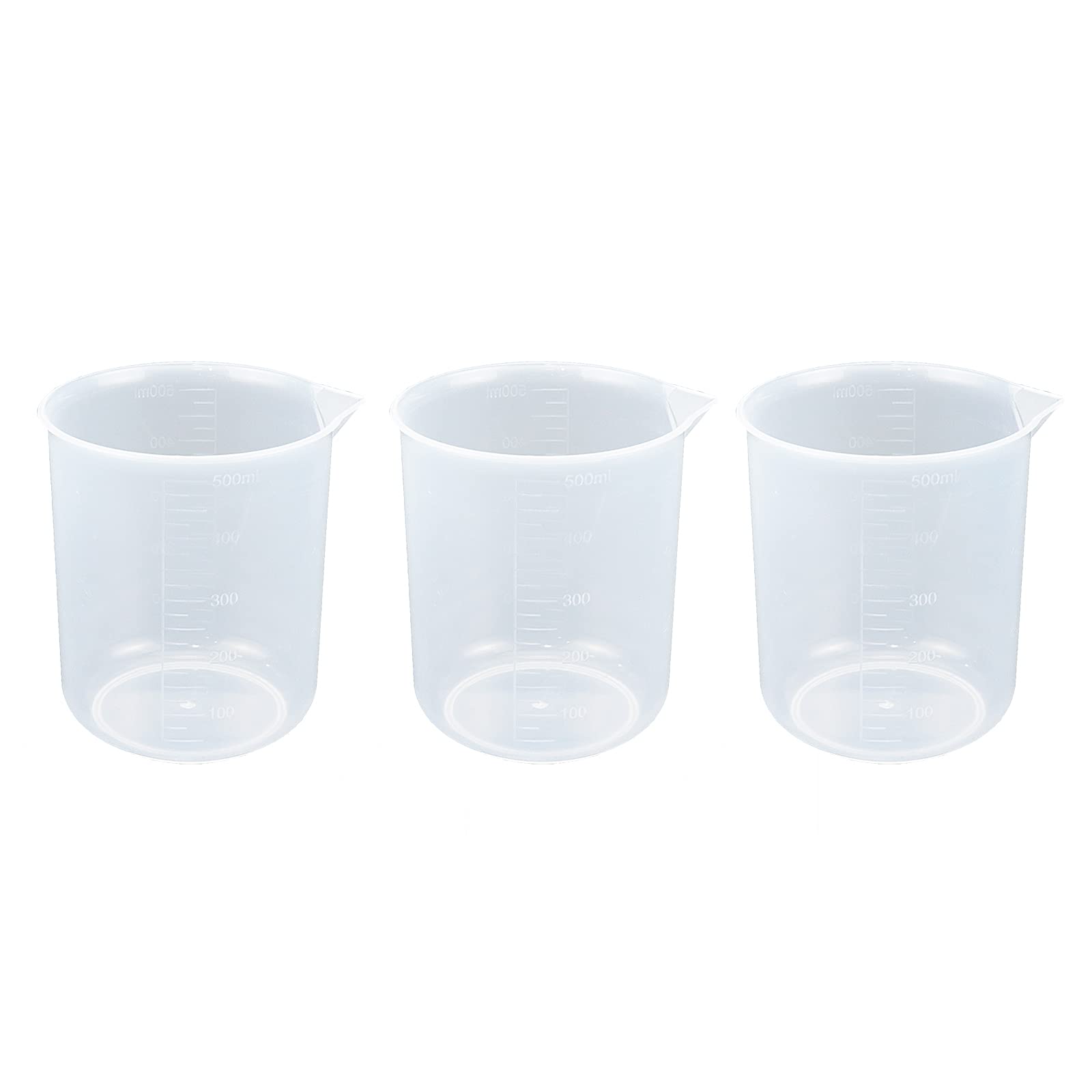 Antrader Kitchen - Vaso medidor de plástico científico graduado de polipropileno, transparente, 500 ml, paquete de 3