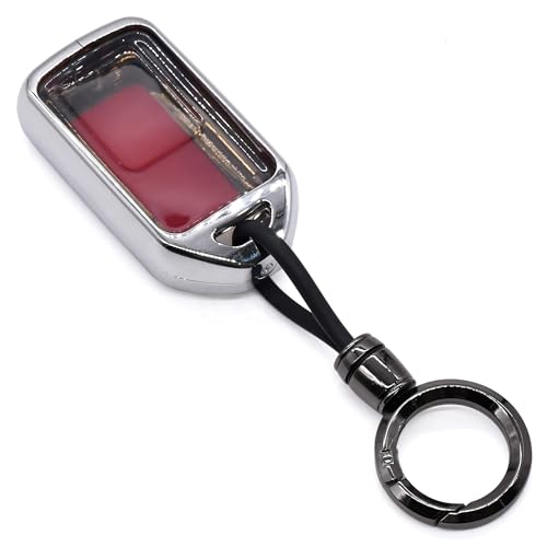 Image of KMH Marble Metal Car Key Cover Compatible with Honda City, Civic, Jazz, Amaze, CR-V, WR-V, BR-V Models 3 Buttons Keycover with Keychain Key Shell Case Holder Protector Accessories (Chrome) Pack of 1