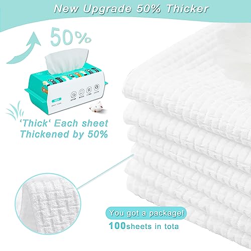 Cotton Disposable Face Towes, Disposable Face Towel, Face Wash Towel, Makeup Removal Towel, Travel Dry Face Towel, Multi-Functional Deep Cleaning, Dry And Wet Dual-Use (100 Count) #TOP5