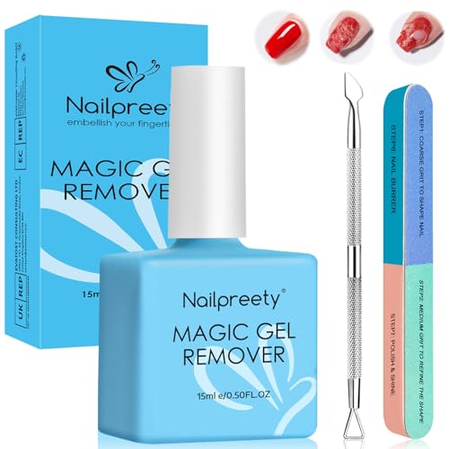 15ml Dissolvant pour vernis à ongles gel,Nail Polish Remover Semi Permanent,Outil De dissolvant De Vernis A Nail,Avec Limes à Ongles et Grattoir à...