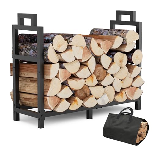 30 Inch Firewood Rack Outdoor Indoor with Handle and Log
