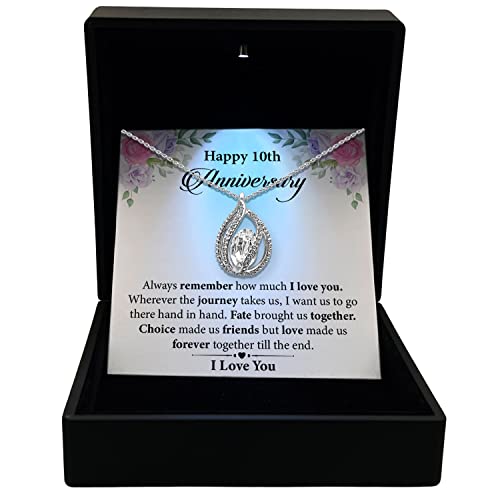 TRYNDI 10th Wedding Anniversary Necklace Gift for Wife – Necklace Romantic Present for Wife, Women, or Parents – 10 Years Together Gifts for Anniversary