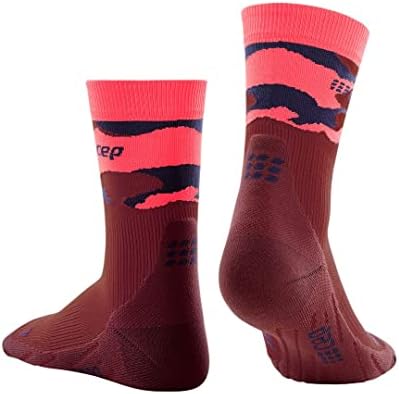 CEP Women’s Camocloud Crew Cut Athletic Performance Running Socks | Mid Cut Sock, Pink/Peacoat, Women, II