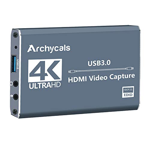Archycals Game Capture Card, 4K HDMI zu USB 3.0 Game Capture Card, HD 1080P Video-Capture Card für Live-Streaming/Video-Aufnahme/Online-Unterricht/Medizinische Bildgebung/Live-Konferenz