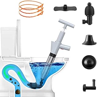 ZZSTAR Toilet Plunger,Drain Clog Remover,High Pressure Air Drain Blaster with Real-Time Barometer, Stainless Steel Toilet Unclogger Drain Unblocker for Sink/Bathtub/Floor Drain/Clogged Pipe(Grey)