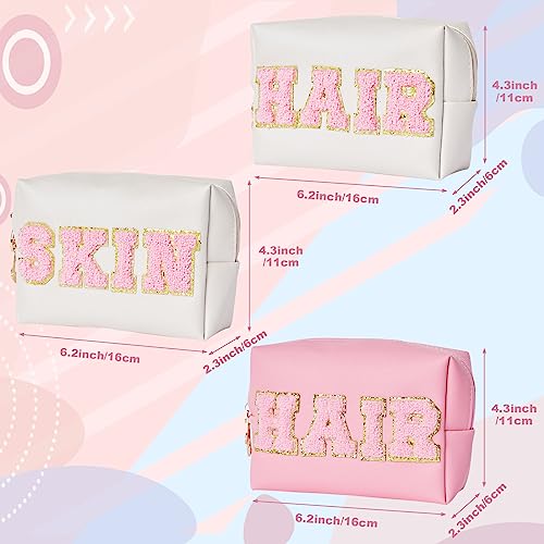 Burskit Preppy Patch Hair Portable Makeup Bag Bulk Pu Leather Cosmetic Bag Waterproof Travel Organizer Zipper Pouch Storage Purse For Women Girls Gift #TOP1