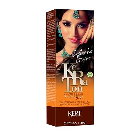 Keraton Coloração E Tratamento Para Cabelos Com Extratos Vegetais De Henna E Óleos Exóticos E Cistina Vegetal Henna Creme 80 G Castanho Escuro