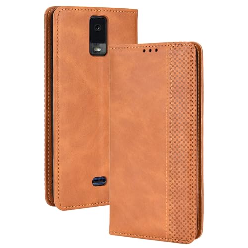 Lucyliy hülle Für BLU View 3, Schützendes PU-Leder-Etui mit Kartenschlitzen & Halterfunktion für BLU View 3 Braun