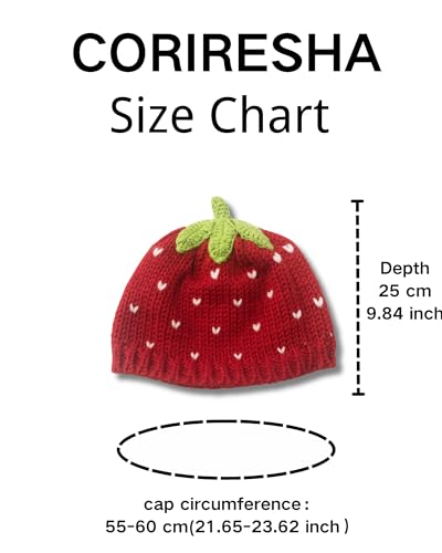 CORIRESHA Girls Cute Strawberry Beanies Y2k Handmade Kawaii Knitted Hats4