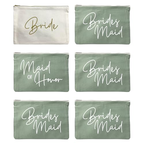LADY&HOME Bridesmaid Makeup Bag Bride Vibe Team Bride Makeup Bag Wedding Party Cosmetic Bag Bridesmaid Proposal Gifts for Bridal Shower,Wedding,Bachelorette