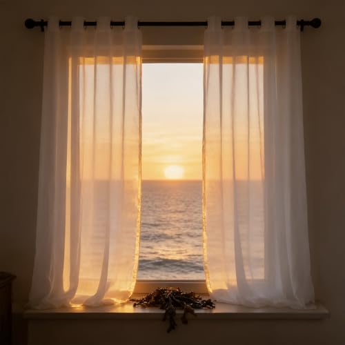 Rideaux voilages 162 x 195 cm transparents pour salon chambre et cuisine
