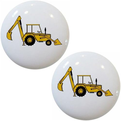 Carolina Hardware and Décor Backhoe Construction Ceramic Cabinet Drawer Knobs Set of 2