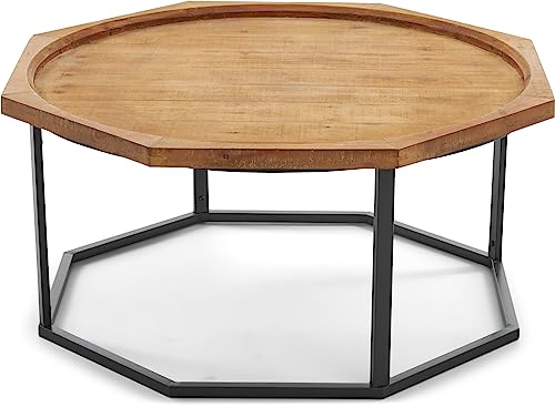 Amazon Brand – Stone & Beam Aire Rustic Octagonal Fir Wood Coffee Table, 39.5"W, Black & Natural #TOP7