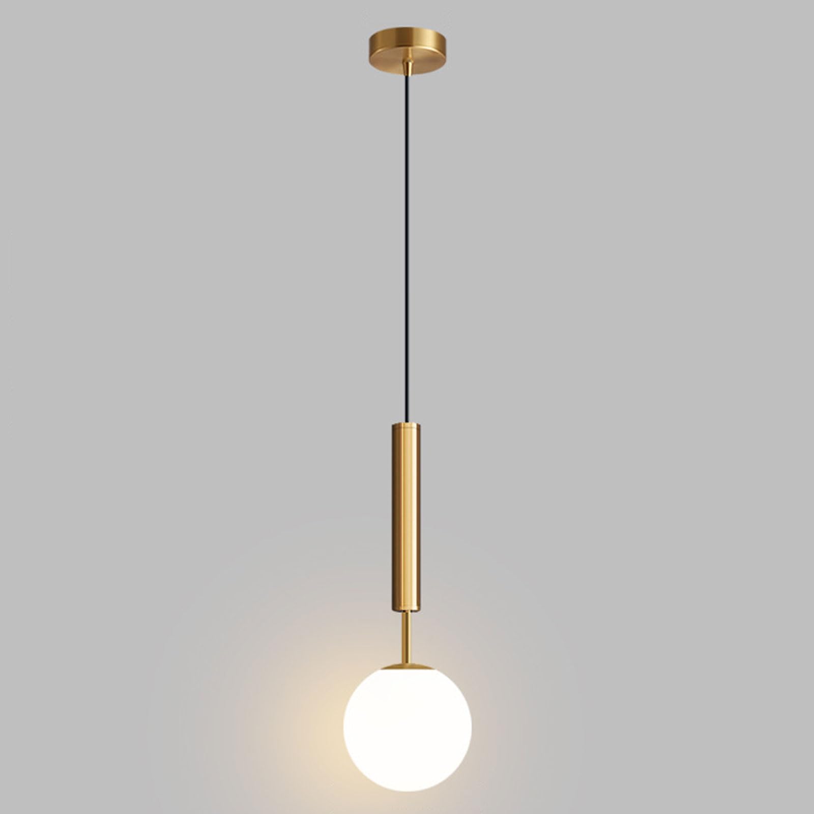 RSZCSMO Golden Iron Bedside Pendant Light High-Transparency Circular Glass Backdrop Wall Hanging Lamp Café, Bar Counter, Dining Table Lighting Fixture