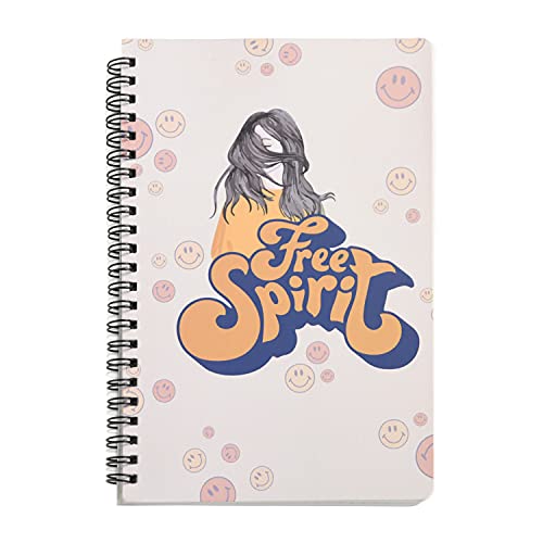 Image of Papboo A5 Handy,Free Spirit, Easy to Carry Spiral Wiro Notebook : 100 GSM Natural Shade Paper, Dot Grid, 120 Pages, Journal, Diary, Gift
