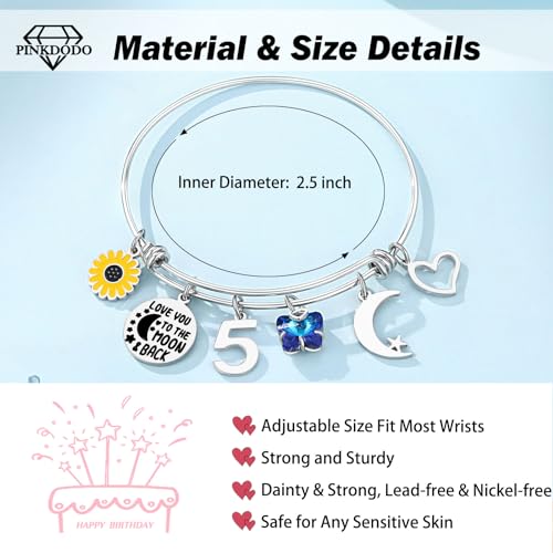PINKDODO I Love You to the Moon and Back Birthday Bracelets, 5-16 Year Old Girl Gifts for Daughter, Granddaughter, Niece, Friend, Teen Girls3