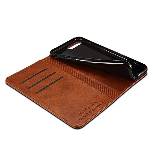 Iphone 6 Plus/6s Plus Leather Wallet Phone Case Iphone Case with Card Holder Kickstand Protective Flip Cover Red Cover