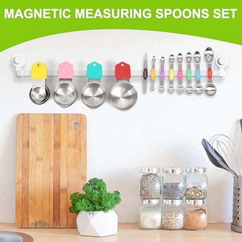 Magnetic Measuring Cups and Spoons Set | 16-Piece Stainless Steel Baking Essentials (8 Cups +7 Spoons + 1 Leveler) with Space-Saving Design | Cookware Gift Idea - Image 7