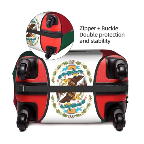 Flag Of Mexico Print Travel Elastic Suitcase Luggage Baggage Cover Protector, Washable And Anti-Scratch4