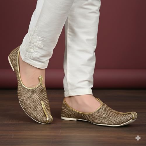 Image of DFR Men Jute Juti | Jutti for Men | Rajasthani Wedding Shoes Loafer