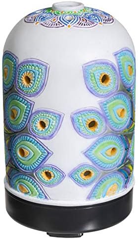 Pacific Giftware Peacock Resin Multiple Color LED Light Essential Oil Aroma Diffuser with Timer