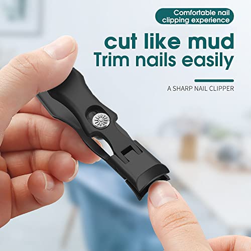 Image of MAYCREATE Nail Cutter For Men Stainless Steel Nail Clippers with Leather Cover Toenail Clippers Wide-Opening Sharp Jaws for Thick Nails,Professional Trimmer