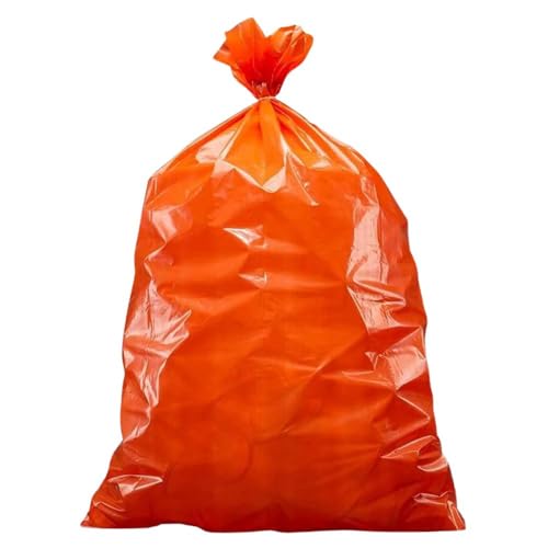 Image of Plasticplace 32-33 Gallon Trash Bags │ 1.2 Mil │ Orange Garbage Can Liners │ 33' inch x 39 inch (100 Count)