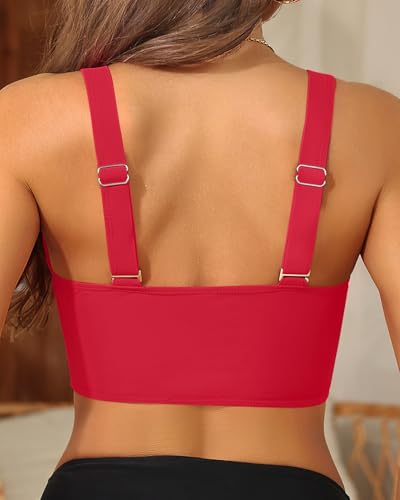 Image of Women's Bikini Top - Supportive Swimsuit for Large Bust - 2025 Cut Out Twist Swim Top