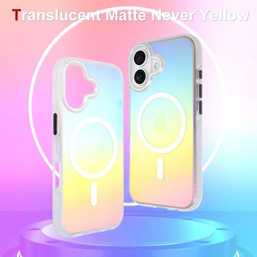 Image of AIGOMARA Magnetic Case for iPhone 17 [Compatible with Magsafe] [Fluorescent Holographic Iridescent] Slim Shockproof Matte Back Protective Phone Cover for Women Girls 6.3 Inch