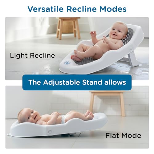 Image of Mee Mee Mini Spa Baby Bath Chair with Spine Support Gel Shield & Adjustable Recline | Anti-Skid Base, Quick-Drain Mesh, BPA-Free Ergonomic Bath Seat for Newborns & Infants, Portable Design