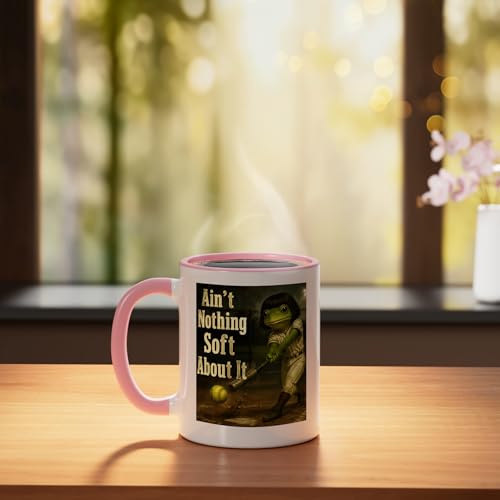 Taza de cerámica rosa/blanca 11 onzas miniatura 3
