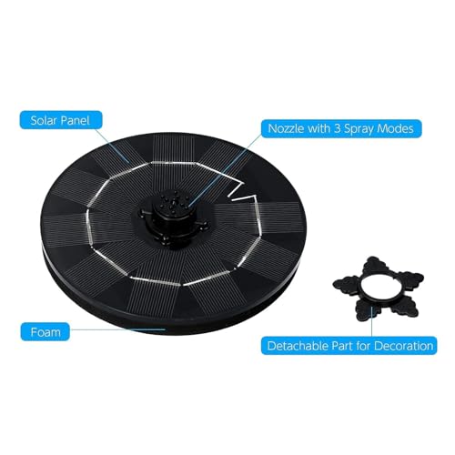 Image of Oblivion Solar Fountain for Garden 1 Pc - Solar-Powered Water Multi-Spray Garden Feature for Outdoor Pond, Bird Bath, Floating with Multiple Spray Heads Aerator Patio Kit