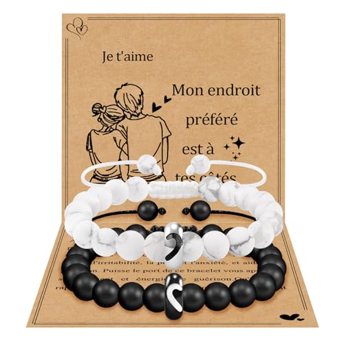 BOCHOI Bracelet Couple Symbole Coeur en Acier Inoxydable...