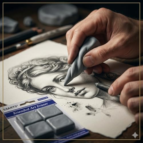 Image of 53ARTS 4pcs Kneaded Art Eraser, Soft Durable Sketch Putty Rubber, Kneadable Artist Eraser Set