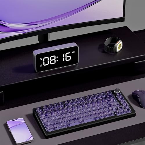 Image of dagaladoo Purple Clear keycaps,Transparent keycaps 60 75 100 Percent,Crystal keycap,Shine Through Key Cap Ceramic Style,MDA Profile Keyboard Key Cap for Mx Switches Mechanical Keyboard(Side Printed)