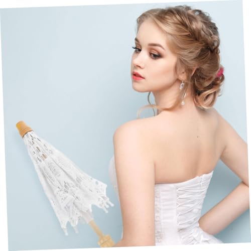 Paraguas de encaje blanco románticos BESPORTBLE accesorios para bodas y recuerdos inolvidables 8