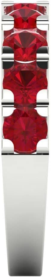 Clara Pucci 14K White Gold Wedding Band for Women | Stacking Classic Comfort Fit | Engagement Bridal Jewelry | 1.53 TCW Round Cut Simulated Ruby (3.5mm)