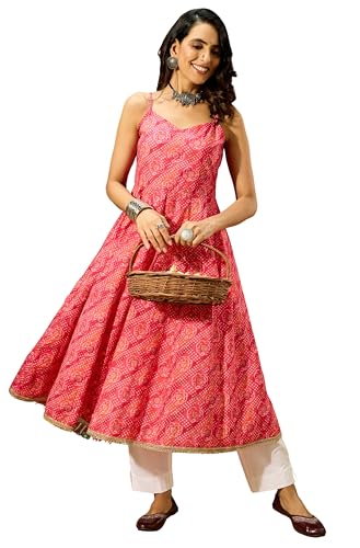 Kurta Janasya Anarkali rose en coton idéal pour vos soirées d'été et sorties
