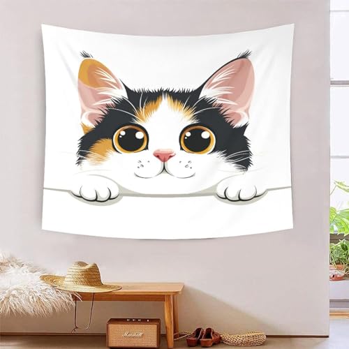 Tenture murale chat 3D grand tissu pour cocooning salon et dortoir 180x230
