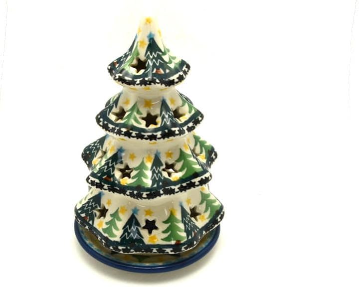 Polish Pottery Christmas Tree Luminarz - Medium (7") - Christmas Trees