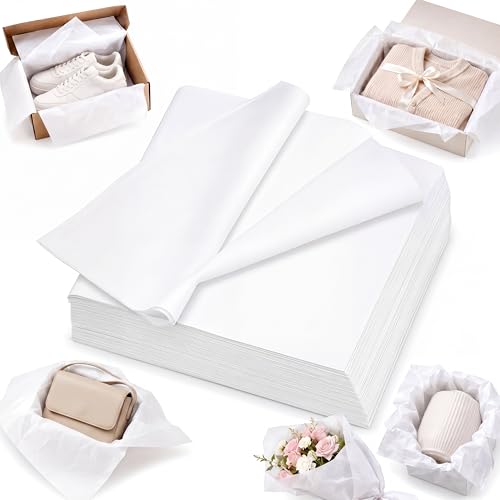 Papier de soie blanc 35x50 cm pour emballage cadeau et loisirs créatifs (500 feuilles)