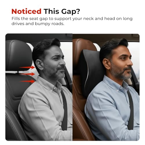 Image of Trajectory Car Neck Rest Pillow Memory Foam Cushion for Car Seat I Head Rest for Neck & Cervical Comfort for Men and Women Black (As seen on Shark Tank)