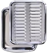 Broiler Pan for Oven 16” x 13” - Broiling Pan for Oven With Rack Withstands High Heat - Drip Tray...